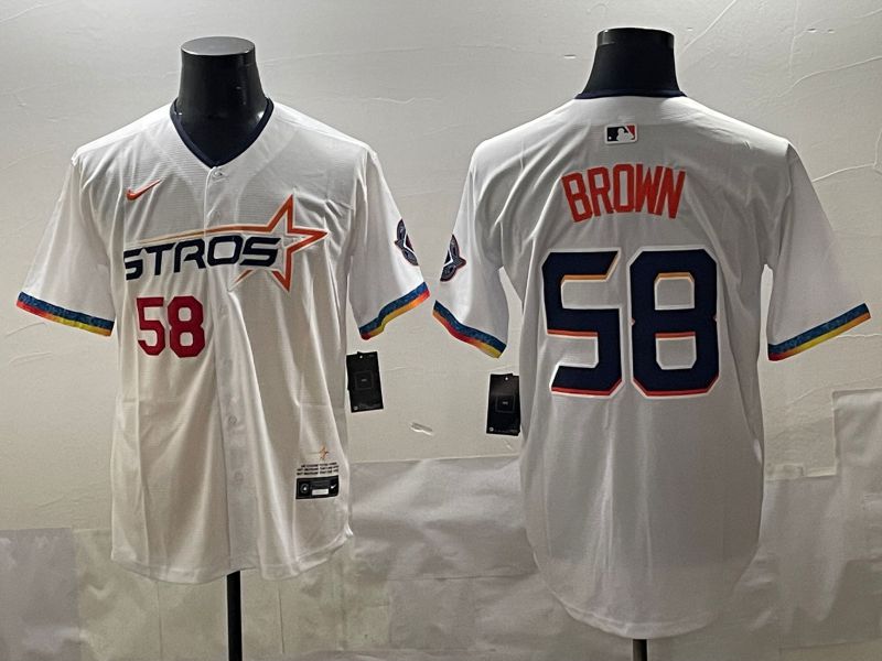Men Houston Astros #58 Brown White Fourth generation Joint Name 2025 Nike MLB Jersey style 2->houston astros->MLB Jersey